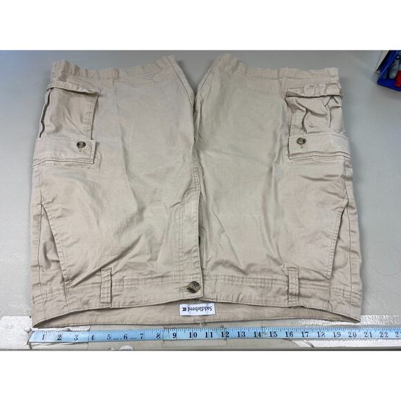 Saddlebred Cargo Shorts Mens 42 Khaki Tan Relaxed Stretch Casual Pockets - Picture 6 of 11